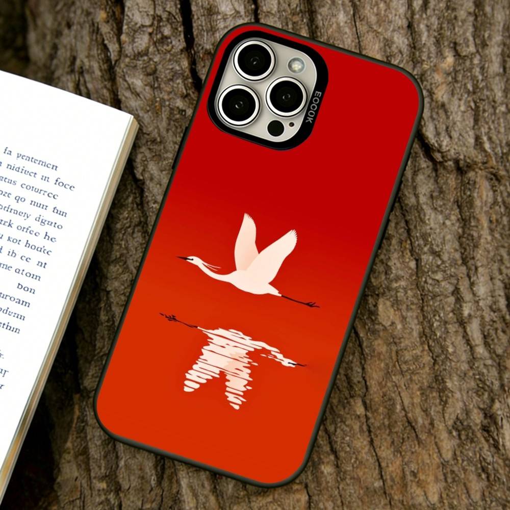 Crane Phone Case For iPhone 17,16,15,14,13,12,11 Plus,Pro Max,XS,Colorful Silver Black Cover