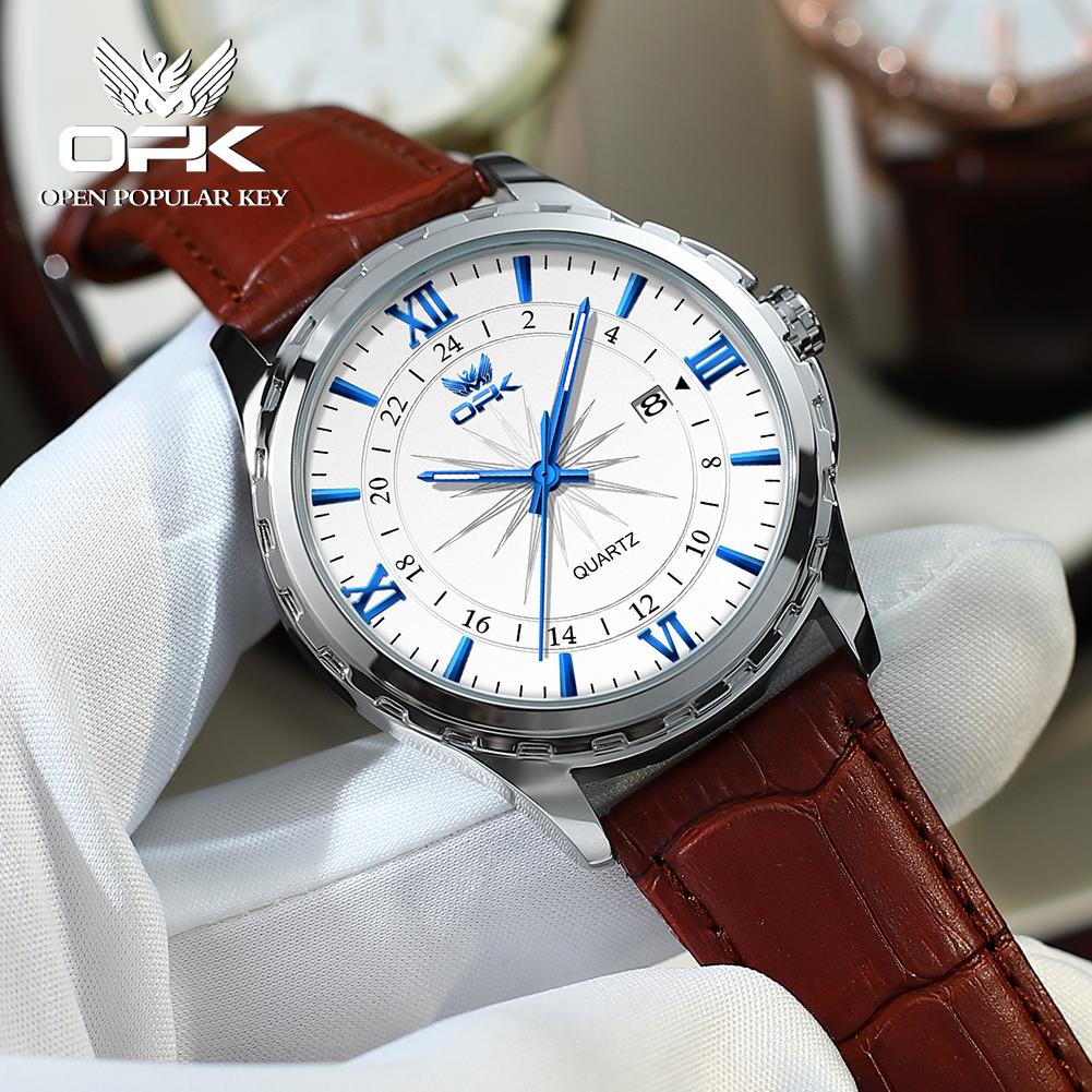 OPK 6003 Watches for Man Leather Strap Waterproof Luminous Elegant Fashion Men's Business Watches Original Quartz Wristwatch Men