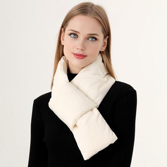 Winter Warm Scarf Solid Color Thickened High-Density Windproof Fabric Wrap Design Women Down Scarf Daily Outdoor Use