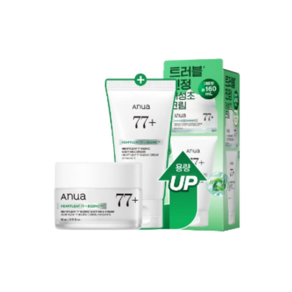 ANUA Heartleaf 77% B3 Zinc Soothing Cream Calming Moisturizer Skin Barrier Care Set (80ml + 80g)