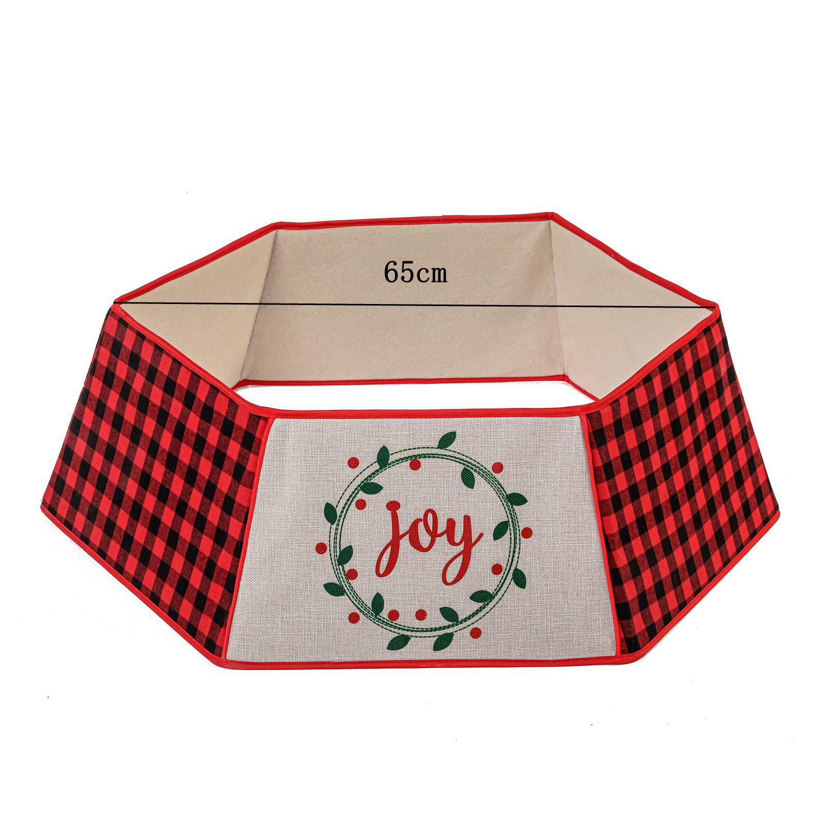 JOY Red & Black Plaid Christmas Tree Skirt - Holiday Tree Base Decoration