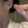 Geometric Long Tassel Heart Square Pendant Drop Earring For Women Shiny Zircon Flower Leaf Earrings Charms Ear Line Jewelry