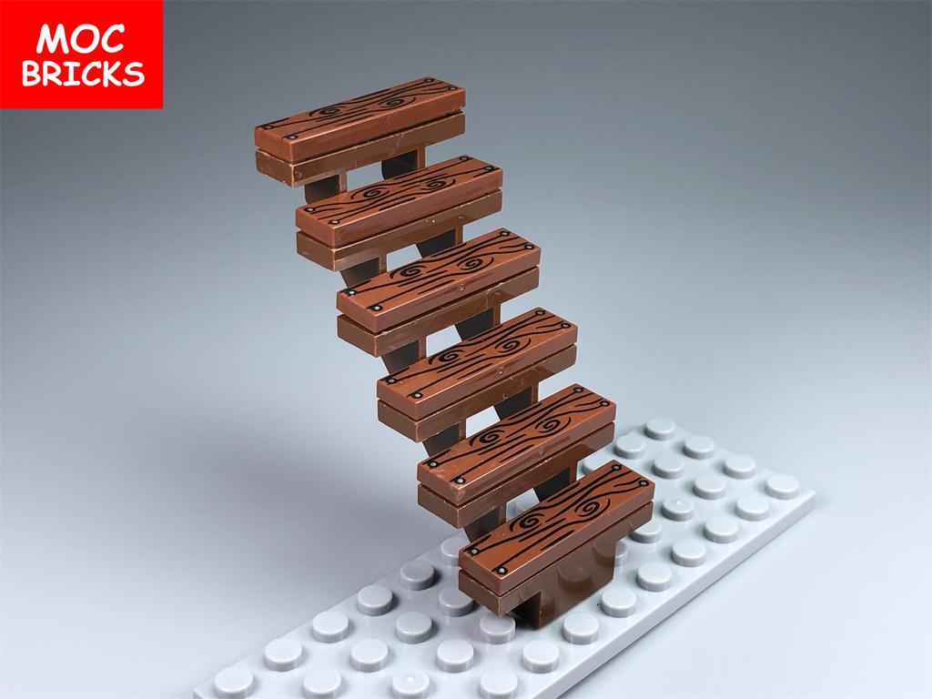 Individuelle Kreation Steine Treppe 7x4x6 Holzbauhütte Erbausteine 2431 30134 Stadtarchitektur Montierbare Partikel Kinderspielzeug