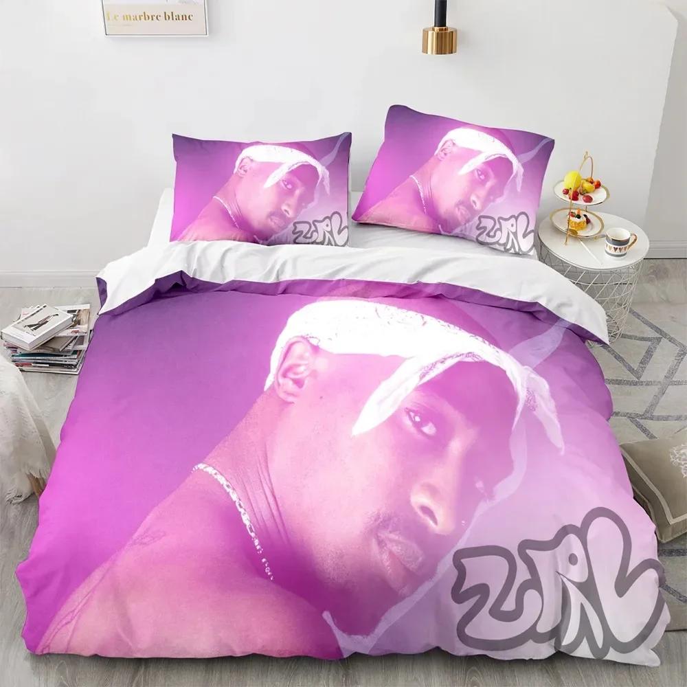 3D Tupac Shakur Rapper 2Pac Bettwäsche-Set Bedrucktes Bettwäsche-Set Mit Kissenbezug Bettdeckenbezug Weich Einzel Doppel Queen Super King Größe