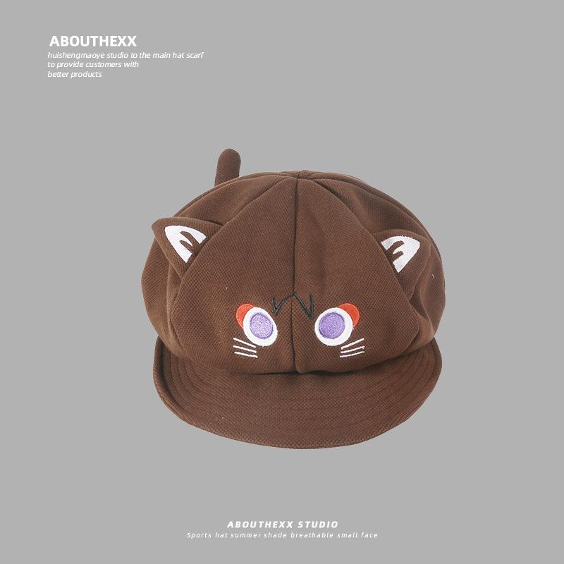 Autumn and Winter Hat Girl Fairy Tale Cat Three Dimensional Ear Cartoon Cute Sweet Girl Beret Two Dimensional Cos Octagonal Hat Man