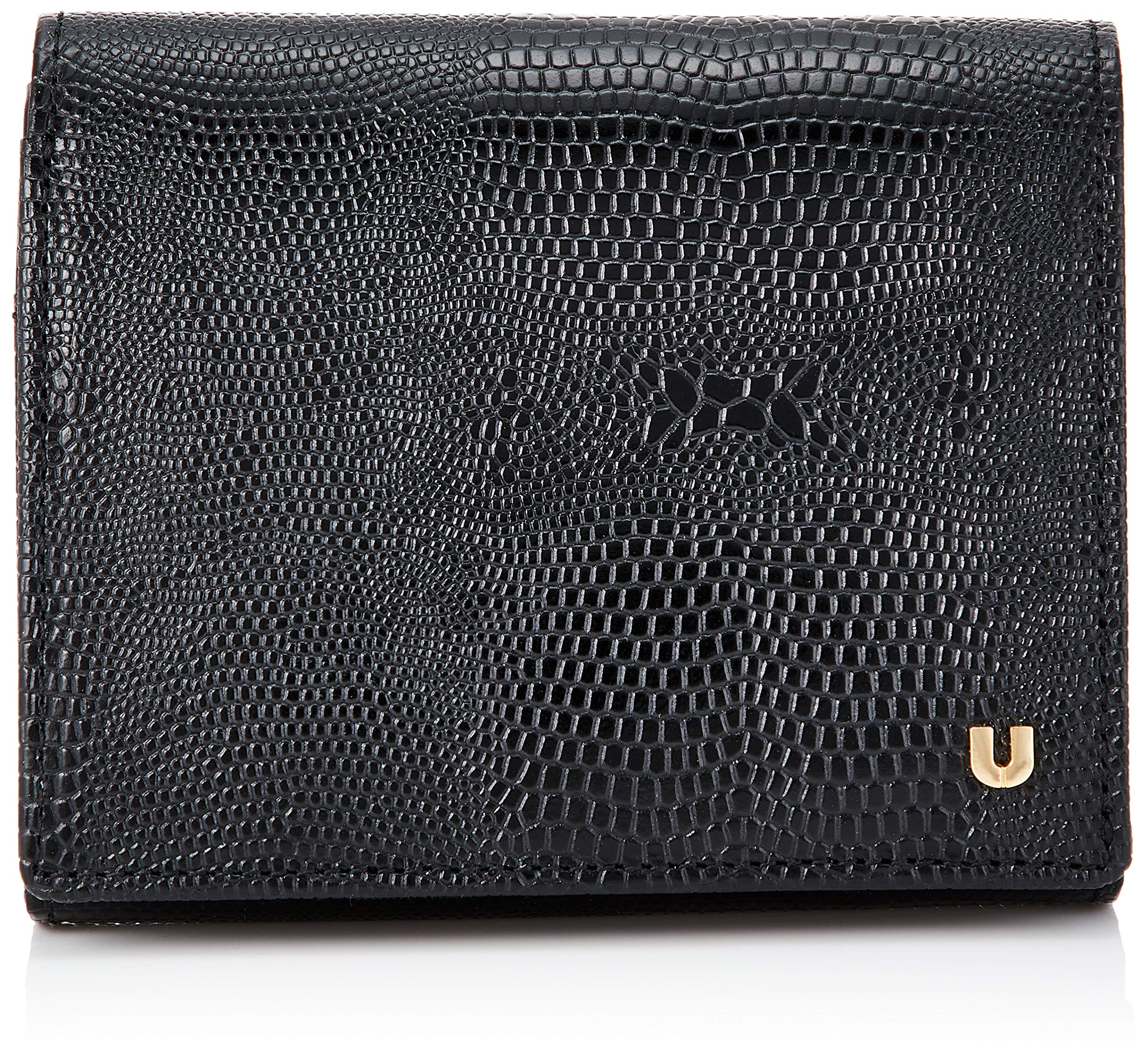 Бифолд-кошелек U by Ungaro  Pietz , Коровья кожа с тиснением под ящерицу, с внутренним отделением для монет, UULW6HS5, Черный