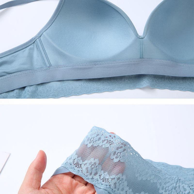 Women's Seamless Underwear Set for Small Chest Push-up Bra Without Underwire Comfortable and Breathable Lace Panties