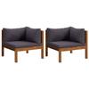vidaXL Ecksofas 2 Stk. mit Dunkelgrauen Kissen Massivholz Teak