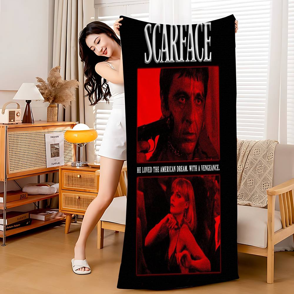 Classic Film S-Scarface Bath Towel Microfiber Soft Water Absorbing Breathable For Girl Kids Decorative Cartoon Beach Towel