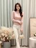 Women's Slimming Half-Zip Lapel T-Shirt - American Minimalist Style for Autumn/Winter