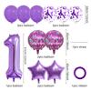 32-Inch Purple Digital Balloon Set, Happy Birthday, First-Year Party Supplies, Scene Decoration Supplies