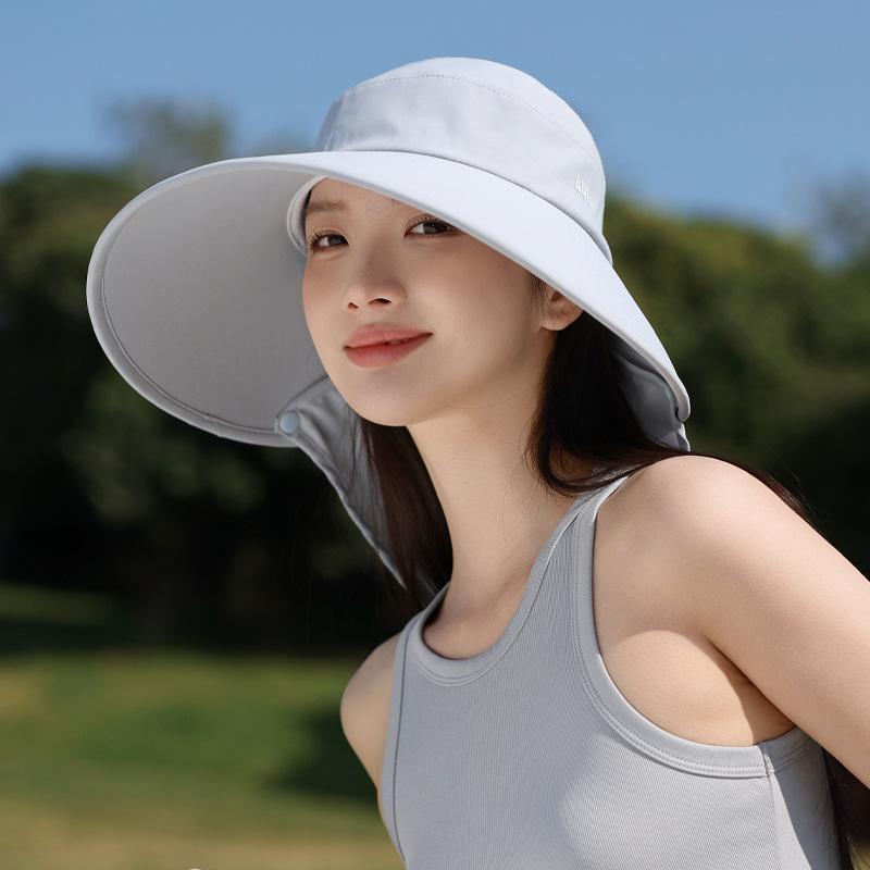 Sommerhut Damen Outdoor Extra Große Krempe Sonnenhut Nackenschutz Gesichtsschutz Sonnenschutzhut Schatten Schal Hut