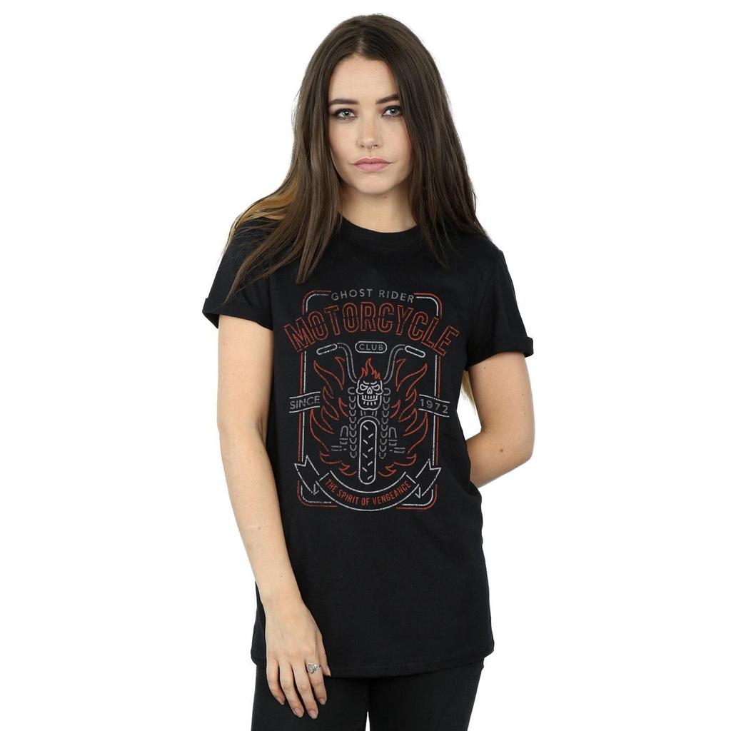 Marvel Womens/Ladies Ghost Rider Motorcycle Club Cotton Boyfriend T-Shirt