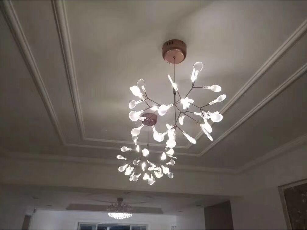 Nordic Minimalist Firefly Branch Chandelier for Restaurant, Hotel, and Villa