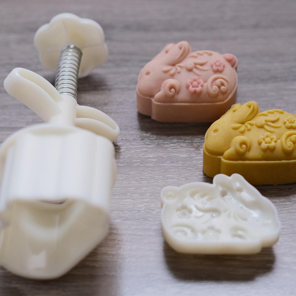 Rabbit Mooncake Mold Traditional MidAutumn Festival Mooncake Mold Beautiful Rabbit Flower Cutter Mold Fondant Mold DIY