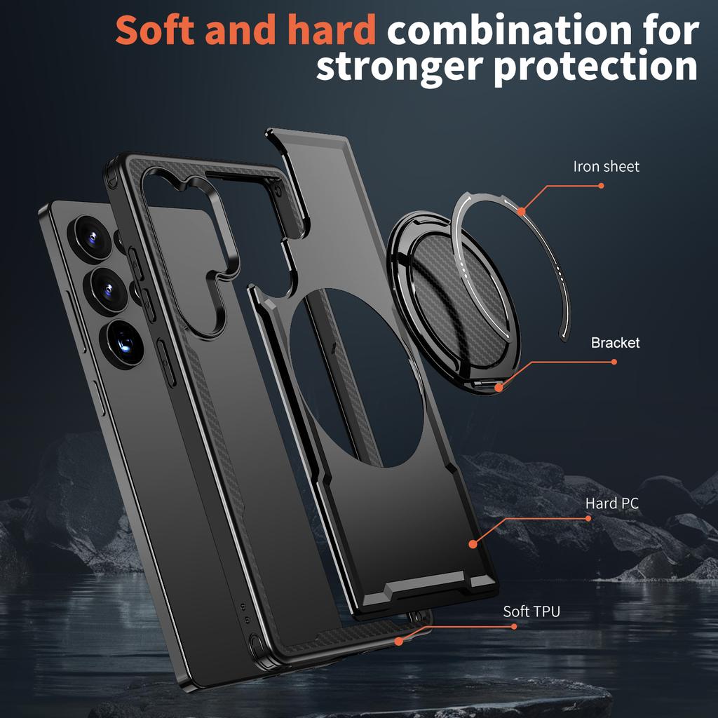 For Samsung Galaxy S25 Ultra Case Compatible with MagSafe TPU+PC Kickstand Phone Cover