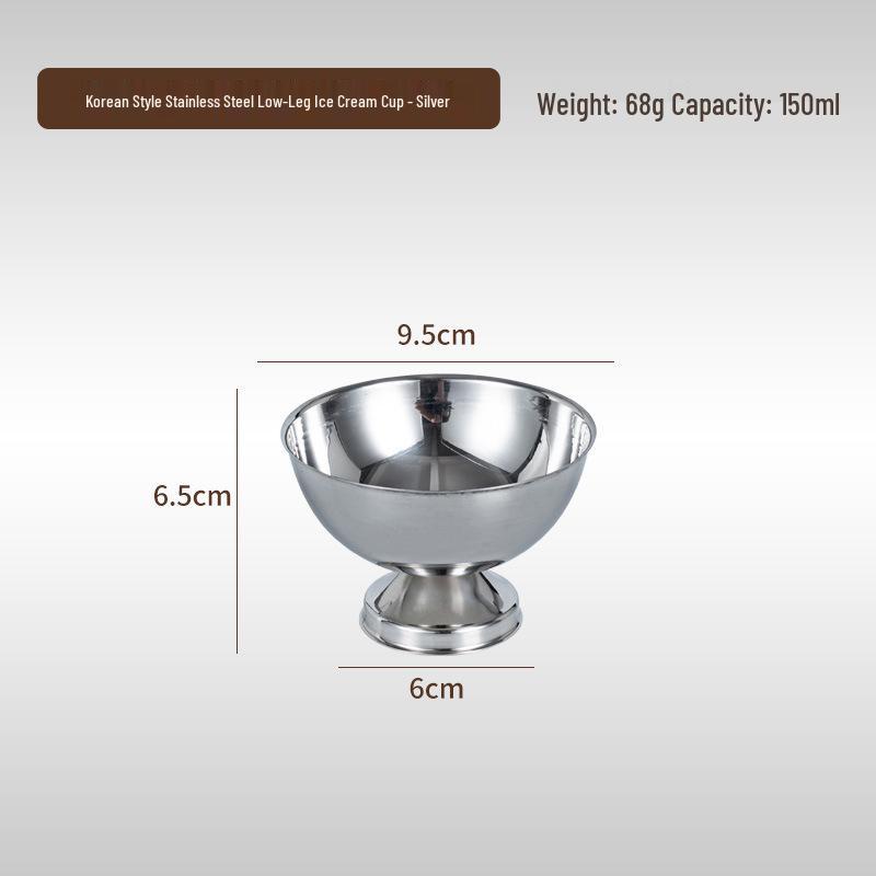 Korean Style 304 Stainless Steel Ice Cream Cup – Tall Stem Champagne Dessert Bowl