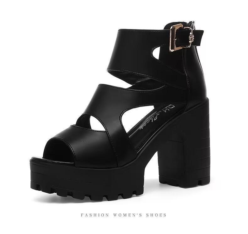 2024 Spring/Summer Women's High Heeled Platform Wedge Sandals – Open Toe, Thick Sole, Roman Style