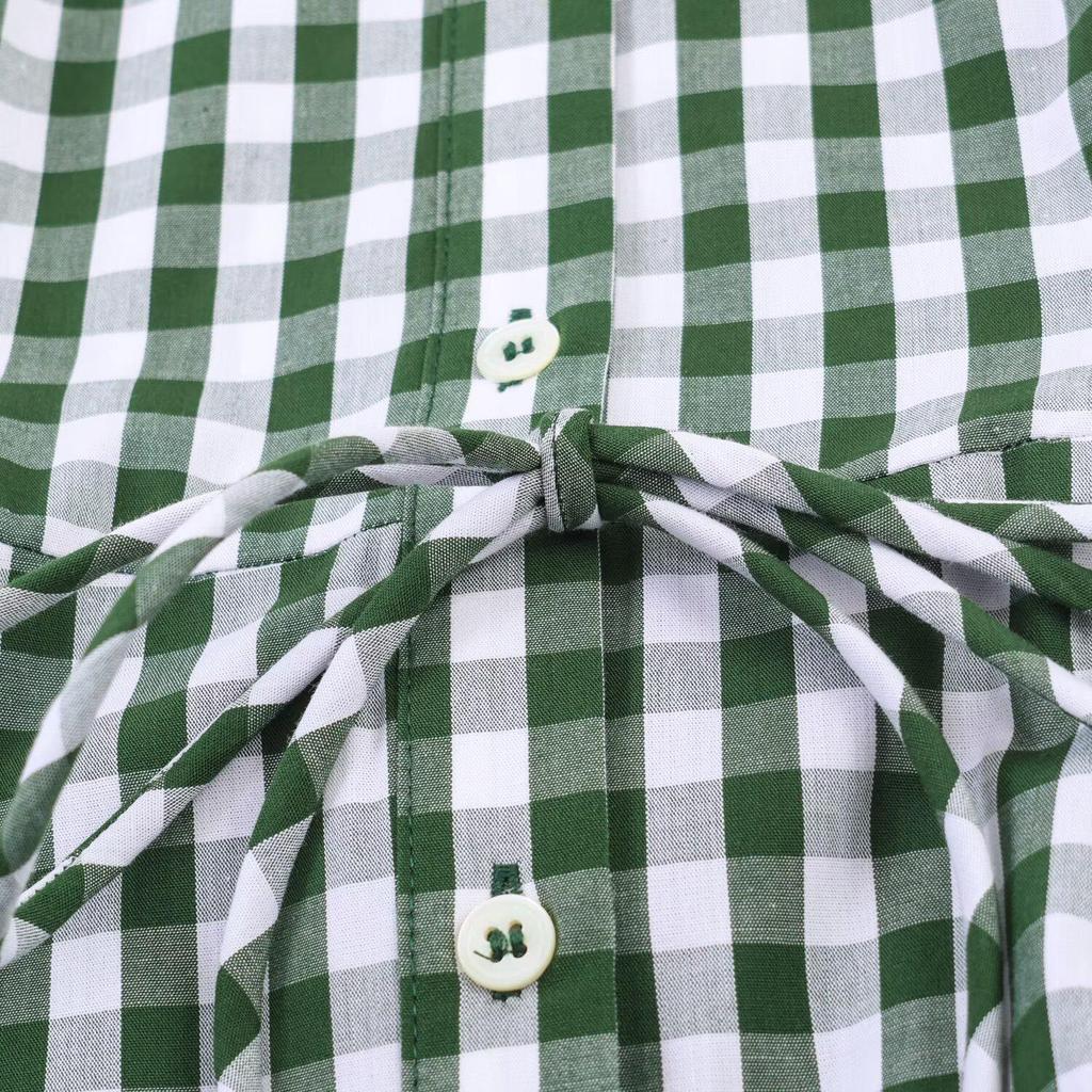 Cross2026 Women's Spring European & American Style Plaid Shirt Dress with Waist-Cinching Design