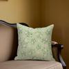 Vintage Sage Green Floral Ditsy Square Jacquard Pillow Cover for Sofa Office Waist Cushion Cover Home Decorative Pillowcase