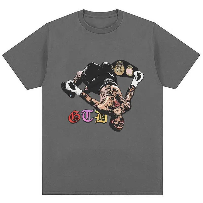 Print Retro Trend Mens and Womens Boxing Summer Print 100 Pure Cotton Shortsleeved Shirt