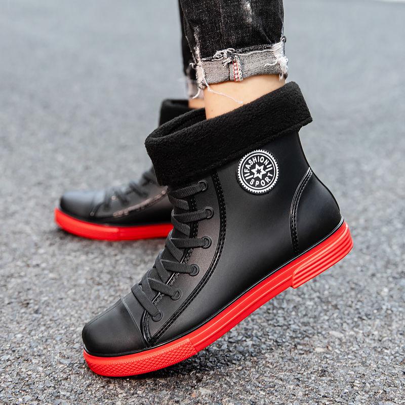 Men's Wear-Resistant Short Non-Slip Rubber Rain Boots for Work, Car Washing, and Fishing - Waterproof and Fashionable Mid-Tube Design