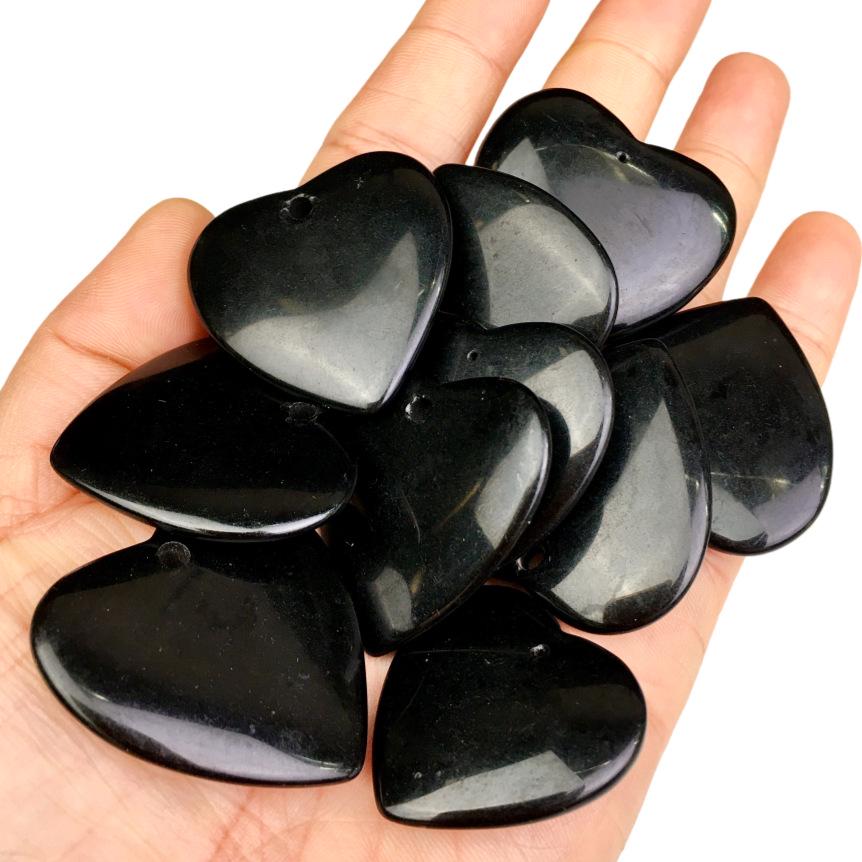 Natural Obsidian Heart Pendant 3-4cm Heart-Shaped Ornament Accessory