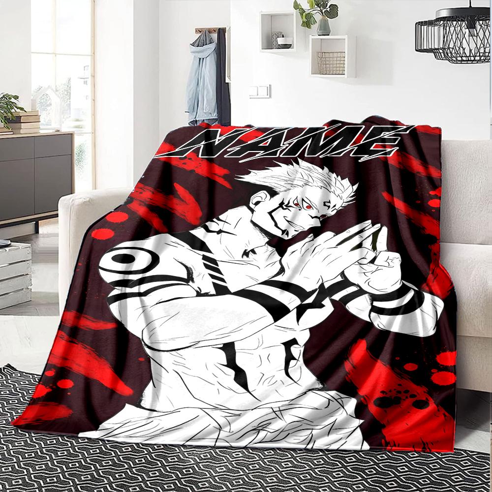 Customiz Name Personality Jujutsu Kaisen Sukuna and Tiger Staff Blanket Soft &Warm Sofa Office Bed Travel Lunch Break Blanket, Gift Suitable All Seaso