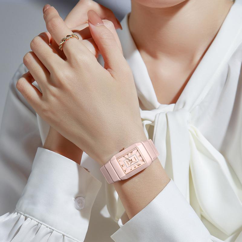Kreative quadratische Uhr Damen Mode Wasserdicht Damen Quarz Uhr Lässig Sport Keramik Armband Armbanduhren Für Damen