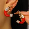 European & American Beach Resort Alloy Drip Oil Red Lobster & Blue Crab Earrings for Women