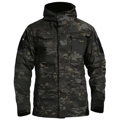 [eleitchtee] [LHT] Jaqueta Masculina Outdoor - Multifuncional com Capuz Tática de Montanha Parka M65 Repelente à Água (Camuflagem Noite Escura, M)