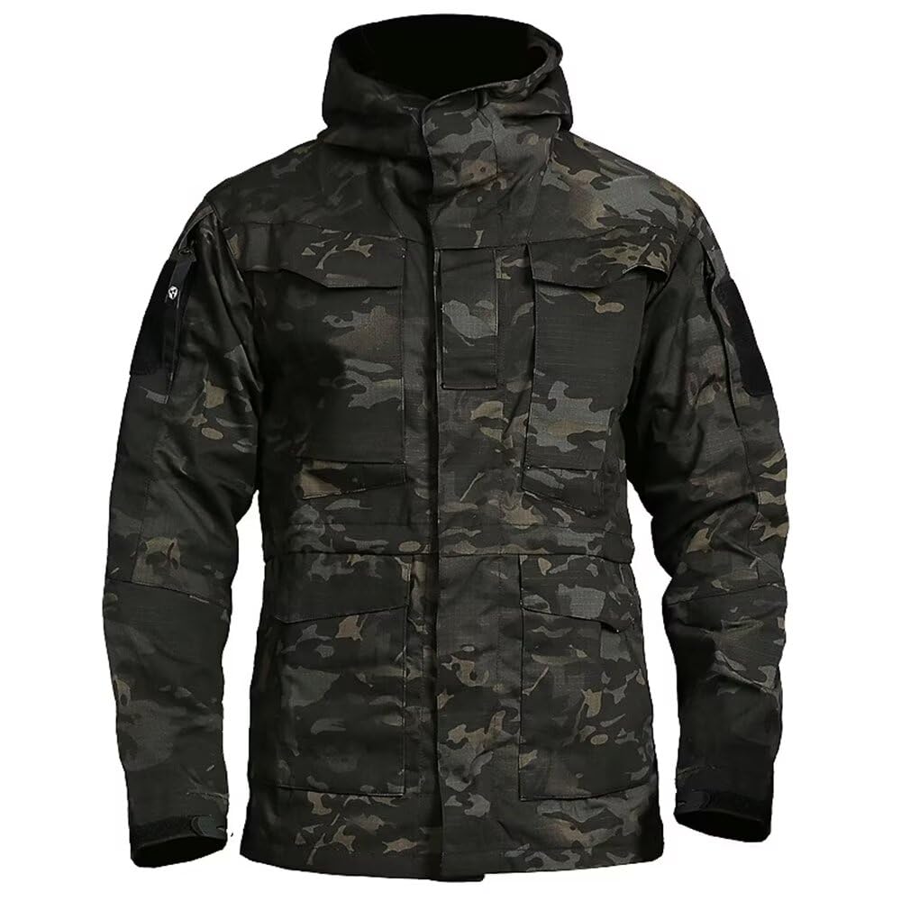 

[eleitchtee] [LHT] Men s Outdoor Jacket - Multifunctional Hooded Tactical Mountain Parka M65 - Water-Repellent (Dark Night Camo, XL)