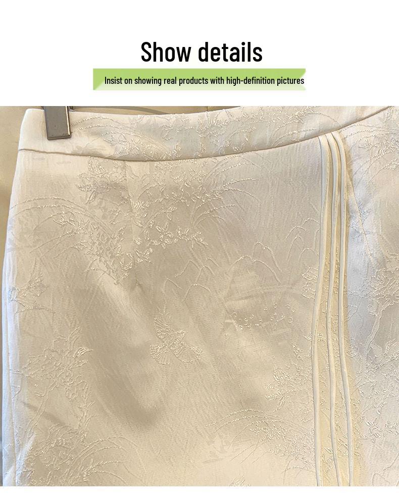 Summer 2025 High-Waist Chinese Style Embroidered A-Line Bodycon Midi Skirt for Women