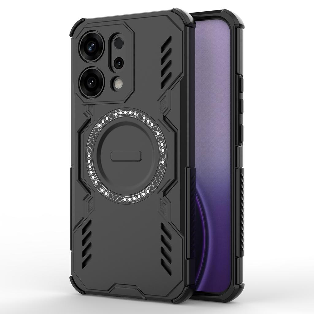 For Oppo Reno14 5G (Global) Magnetic Case Butterfly Armor Hollow Heat Dissipation PC+TPU Phone Cover