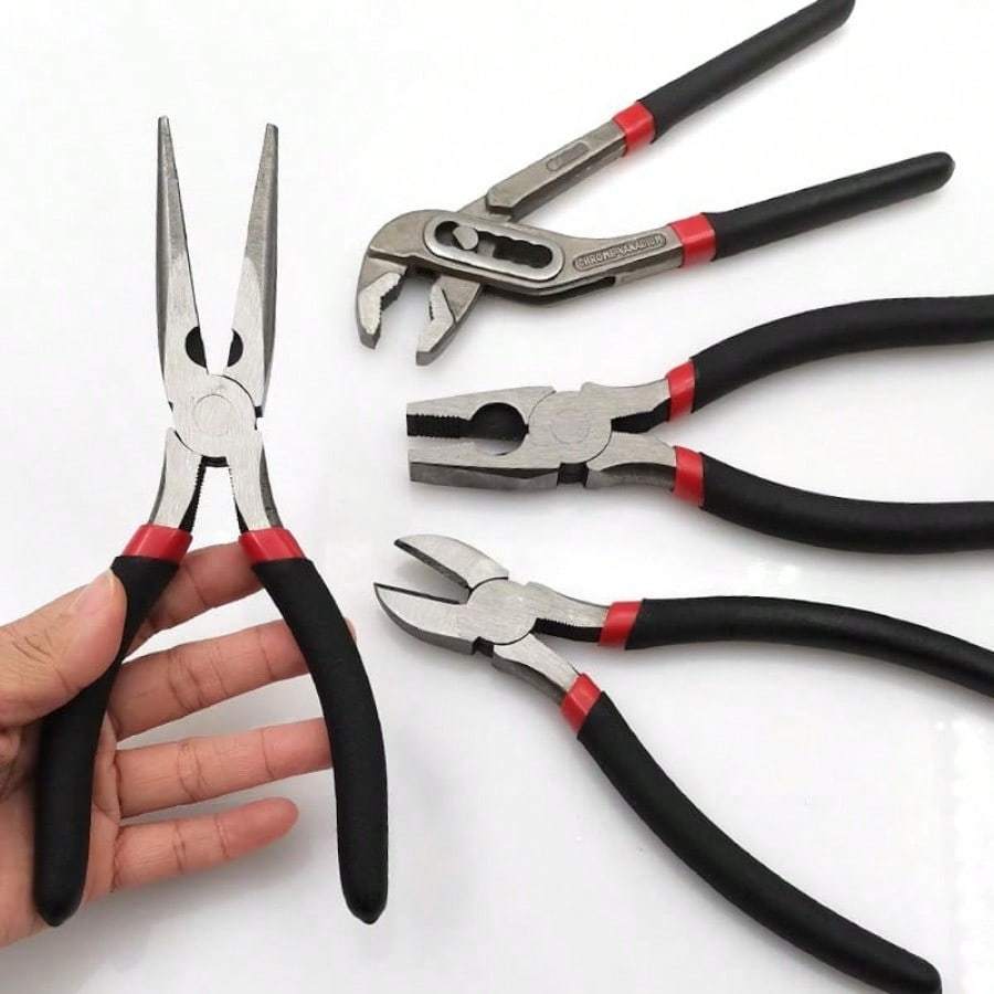 4 Pack 8 Inch Multi Tool Pliers, Cr-V Combination Pliers Set, Including Groove Joint Plier, Diagonal Cutting Plier, Needle Nose Plier, Linesman Plier