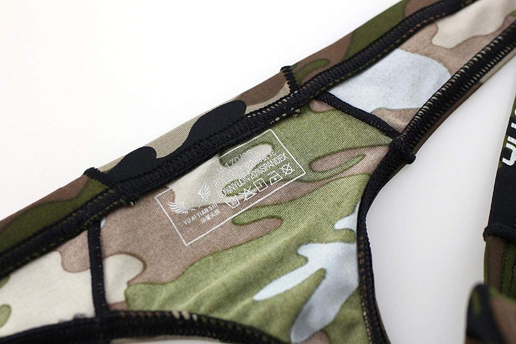 CSMARTE Modal Camouflage Thong Briefs Army Men's (1 Brief, Green, XL)