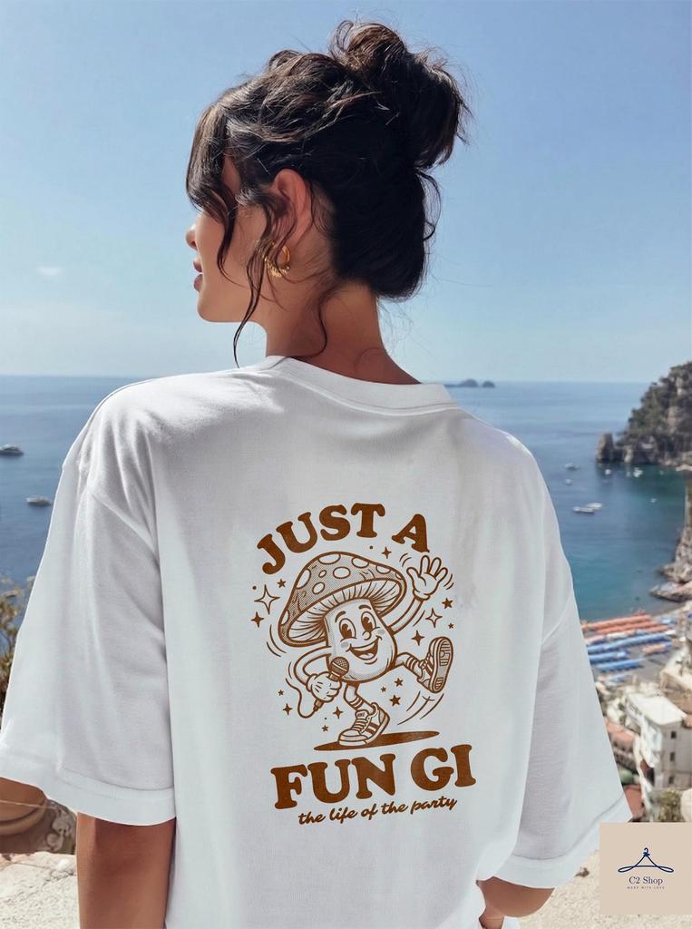 Just a Fun Gi Mushroom Pun Tee, Retro Mascot Cottagecore Comfort Colors