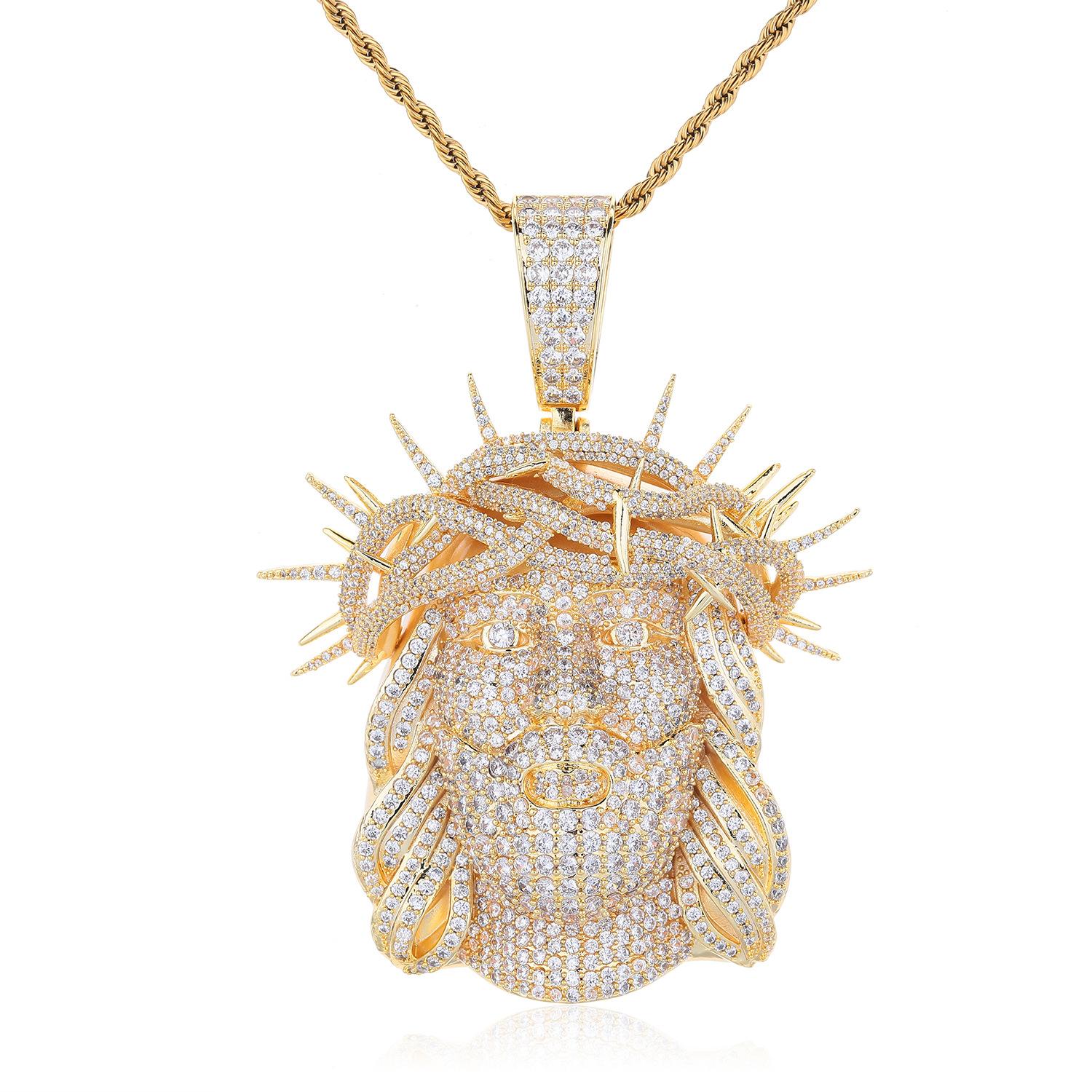 

European and American hip hop people avatar pendant full of diamonds zircon pendant street personality trendy brand portrait jewelry accessories