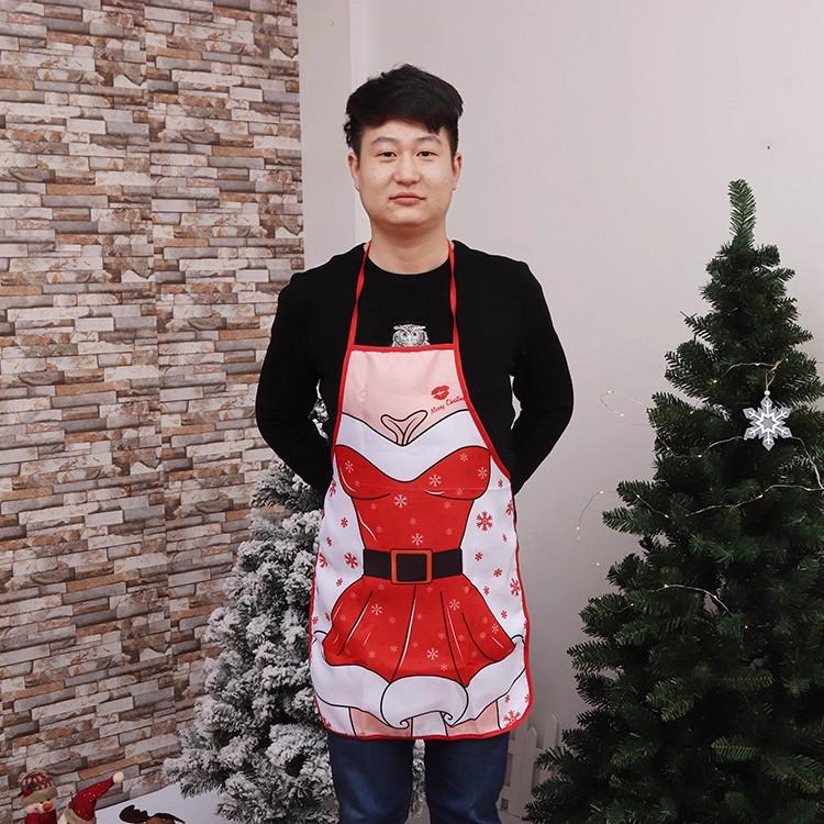 Adult Christmas Costume: Red Non-woven Santa Apron for Bar Waiters and Festival Celebrations