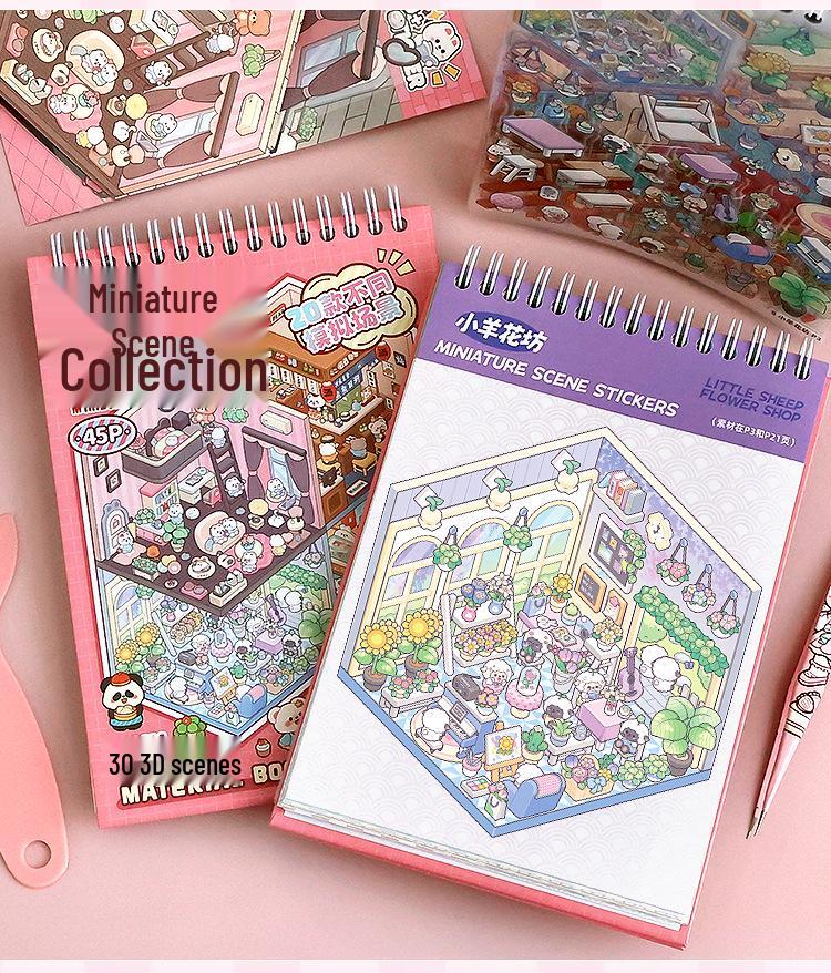 3D Miniaturhaus Landschaftsgestaltungs-Sticker-Set für Mädchen