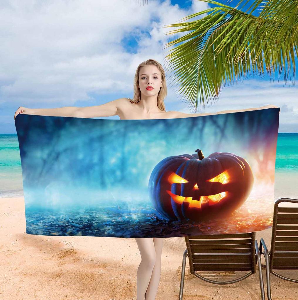 Halloween pumpkin background single-sided printing Beach Towel Home Decoration Bath Towel 75x150cm Bathroom