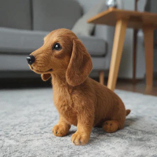 Kids Plush Dachshund Toy Realistic Interactive Dog Plushie Toddlers Boys Girls Educational Simulation Animal Doll Holiday Birthday Gift