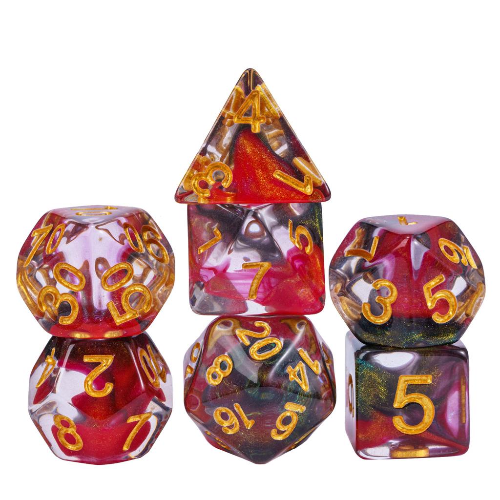 Cusdie Cool Magma DND Dice 7pcs Polyhedral Dice Set for Dungeons & Dragons Role Playing Board Games --Multiple Color Options