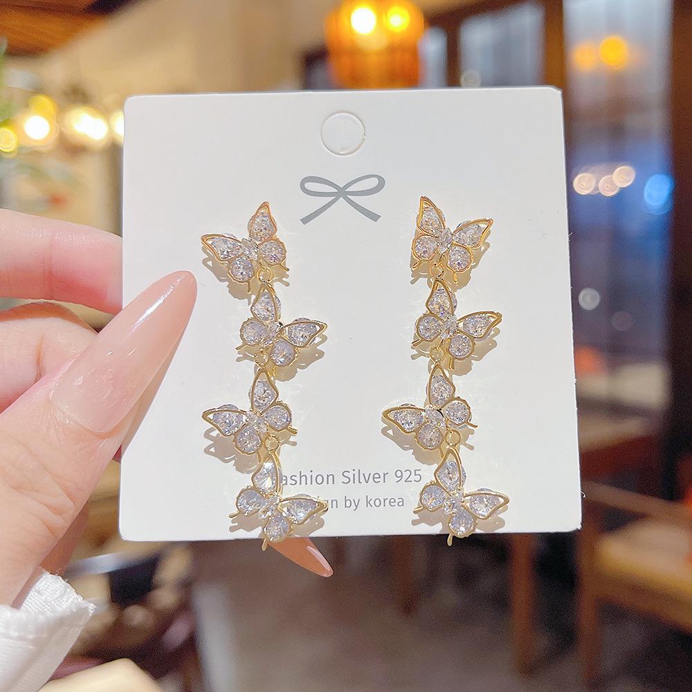 Koreanische Socialite Leichter Luxus Quastenohrringe – Herbst/Winter Silber Stecker für Damen