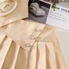 2PCS Girls Flower Applique Sleeveless Vest & Pleated Skirt Set, Button-Down Two-Piece Outfit