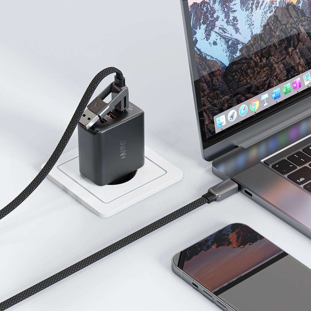 Cable USB-C - USB-A / USB-C 480Mb/s 3A 1.2m - black