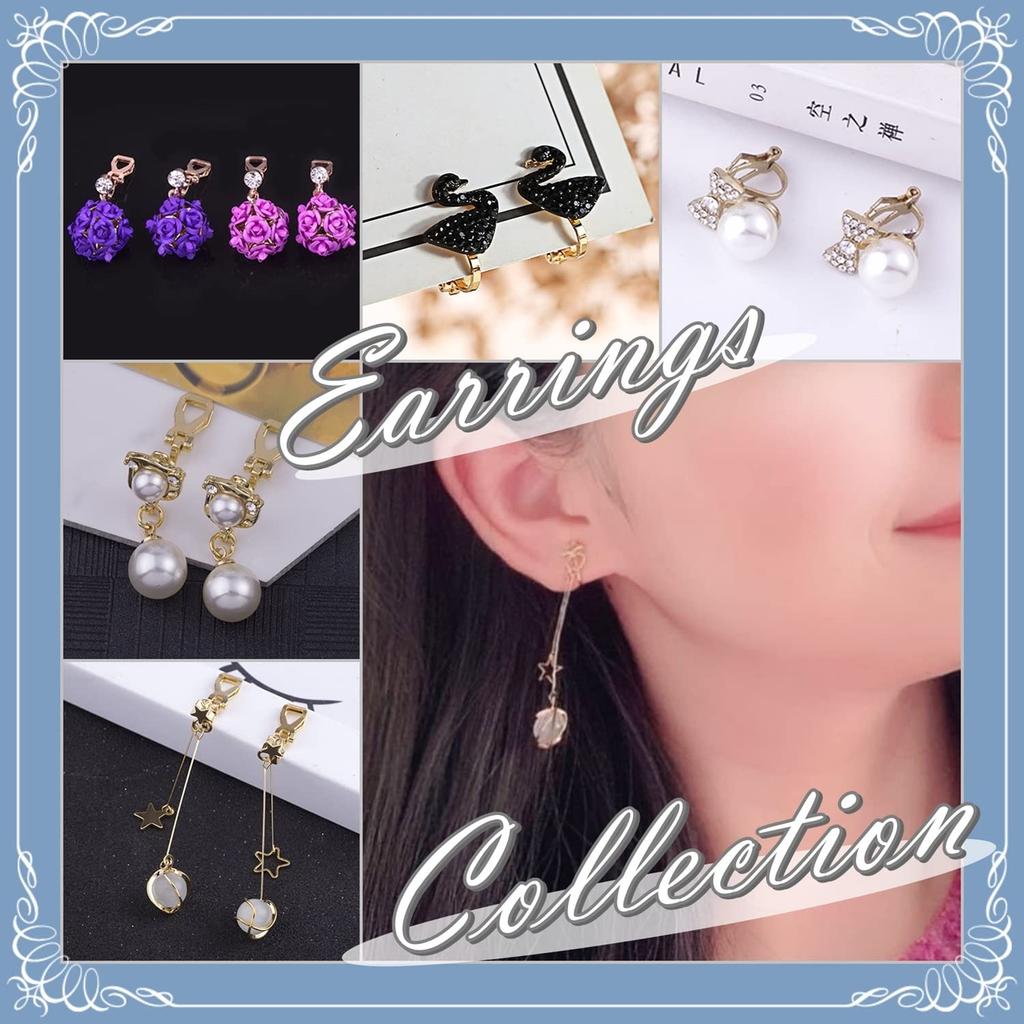 Transparent jewelry storage box, case, suitable for large sets of earrings and pierced earrings (black, medium size, includes earring set)