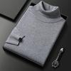 Men's High Neck Slim Fit Knit Sweater - Solid Color, Stretchy, Warm Autumn/Winter Wear for All Ages