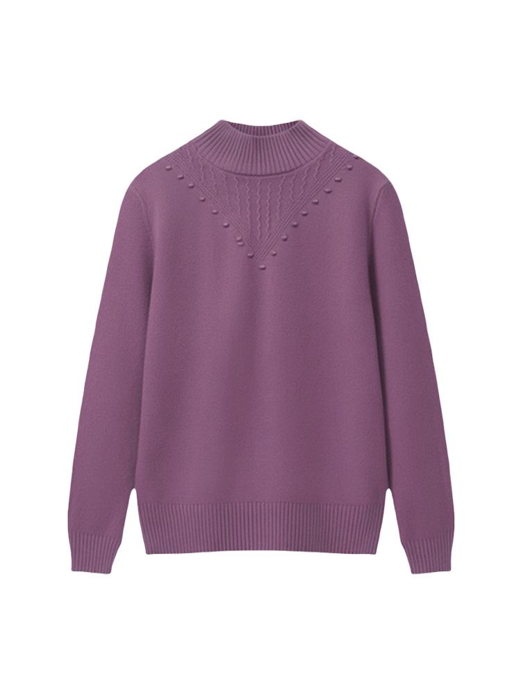 Women's Knitted Velvet Sweater: Loose-Fit, Round Neck, Long-Sleeve, One Size, for Middle-Aged & Elderly
