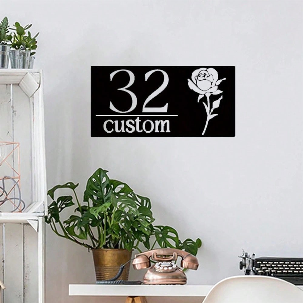 Custom Metal Door Sign with Name & Number, Elegant Home Outdoor Plaque, Wedding Display